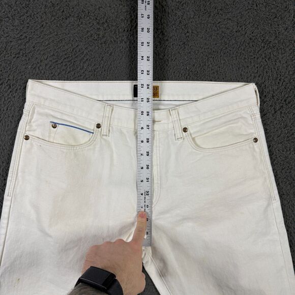 J Crew Jeans Mens 33x32 White 484 Slim Fit Selvedge Denim Button Fly - Picture 15 of 16